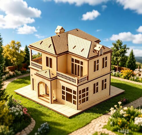 3D Wooden Puzzle for Adults, DIY Miniature House Kit, Villa Model House Building Crafts Set, Doodle Color, Rustic Style, Home Decor Display, Creative Craft Gift for Friends & Teens, Three Layers in Saudi Arabia