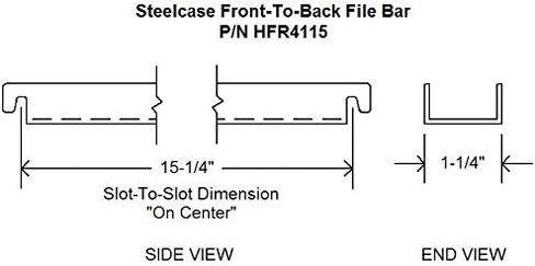 شريط ملفات من الأمام إلى الخلف لخزائن الملفات من Steelcase - لخزانة الملفات من Steelcase Series 800 و900 - خزانة ملفات مزودة بقضبان معدنية للملفات من الأمام إلى الخلف (4 عبوات) in Kuwait