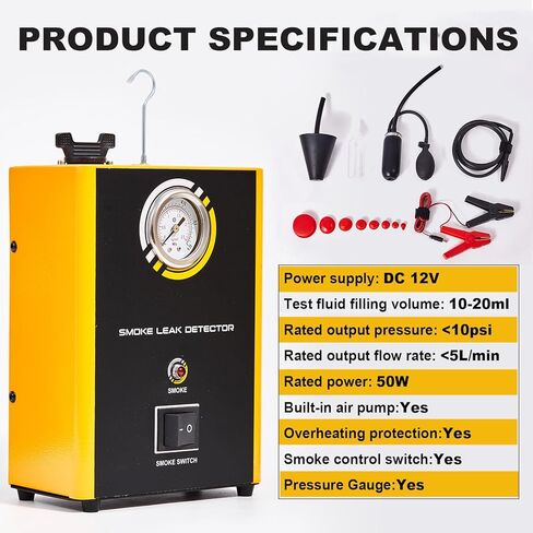 Automotive Smoke Machine Leak Detector with Built-in Air Pump,12V DC Smoke Leak Detector Diagnostic Tester for Vacuum Intake Exhaust Cooling System, Fuel Pipe Leak Locator for All Cars, boats,etc in Saudi Arabia
