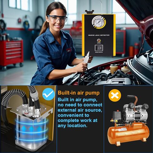 Automotive Smoke Machine Leak Detector with Built-in Air Pump,12V DC Smoke Leak Detector Diagnostic Tester for Vacuum Intake Exhaust Cooling System, Fuel Pipe Leak Locator for All Cars, boats,etc in Saudi Arabia
