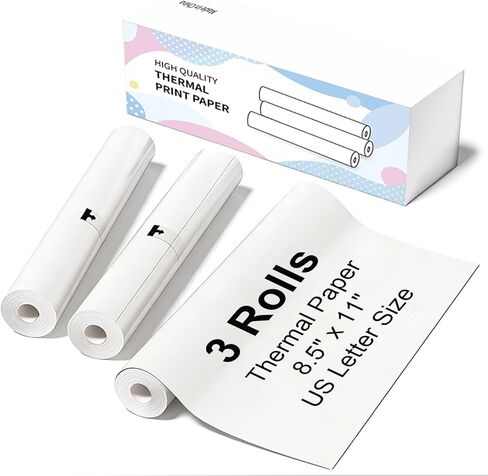 3 Rolls Thermal Printer Paper 8.5''x11'' US Letter Size, Thermal Paper Quick-Dry, Compatible with N80 D80 and Other Portable Thermal Printer in Saudi Arabia