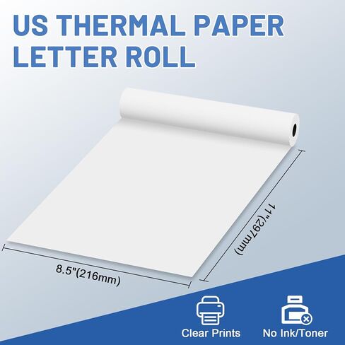 3 Rolls Thermal Printer Paper 8.5''x11'' US Letter Size, Thermal Paper Quick-Dry, Compatible with N80 D80 and Other Portable Thermal Printer in Saudi Arabia