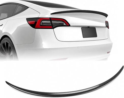 Dermon Rear Spoiler Wing for Tesla Model 3 2017-2023 ABS Carbon Fiber Style Sporty Rear Trunk Lip Automotive Accessories Adhesive No Drill in Saudi Arabia