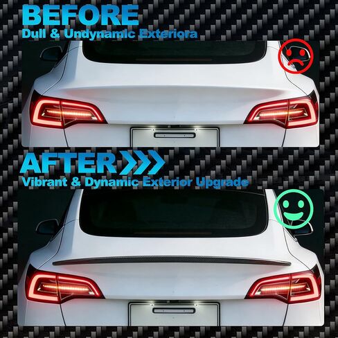 Dermon Rear Spoiler Wing for Tesla Model 3 2017-2023 ABS Carbon Fiber Style Sporty Rear Trunk Lip Automotive Accessories Adhesive No Drill in Saudi Arabia