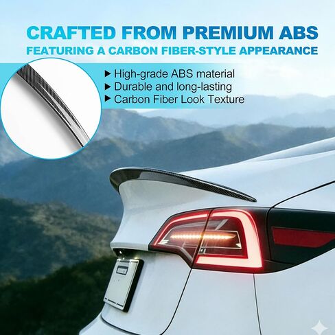 Dermon Rear Spoiler Wing for Tesla Model 3 2017-2023 ABS Carbon Fiber Style Sporty Rear Trunk Lip Automotive Accessories Adhesive No Drill in Saudi Arabia