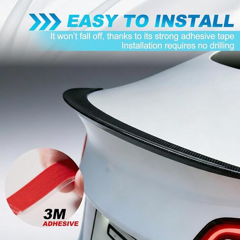 Dermon Rear Spoiler Wing for Tesla Model 3 2017-2023 ABS Carbon Fiber Style Sporty Rear Trunk Lip Automotive Accessories Adhesive No Drill in Saudi Arabia