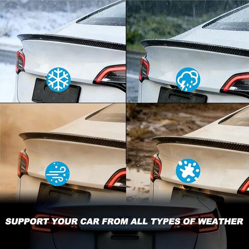 Dermon Rear Spoiler Wing for Tesla Model 3 2017-2023 ABS Carbon Fiber Style Sporty Rear Trunk Lip Automotive Accessories Adhesive No Drill in Saudi Arabia