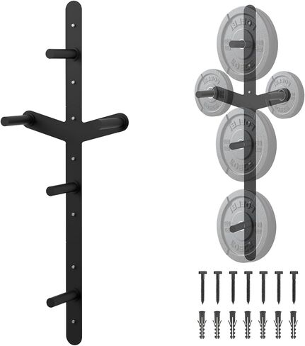 Double Barbell Holder Wall Mount Barbell Storage Holder with Black Powder Coated for Home Gym, Garage Gym in Saudi Arabia