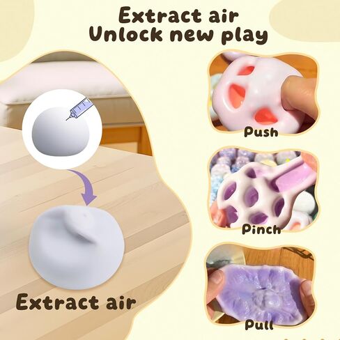 4 PCS Fidget Squishy Toys, Portable Squeeze Vacuum Stress Shapeable Ball Toys, Sensory Focus Toys for Adults Festival Gift Supplies Goodie Bag Stuffers (Machi) in Saudi Arabia
