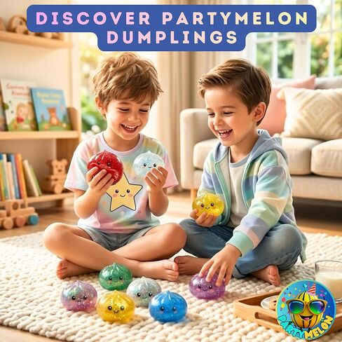 Glitter Dumpling Squishy Mystery Box 4 Pcs - 2026 Upgraded Dumplings Squishes for Adults Teens Squeeze Easter Basket Stuffers Smiling White Red Blue Gold in Saudi Arabia