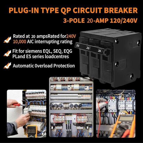 Q320 Replacement 20 Amp 3 Pole Breaker | Compatible with Siemens EQ, PL & ES Load Centers | 120/240V Thermal Magnetic Circuit Breaker in Saudi Arabia