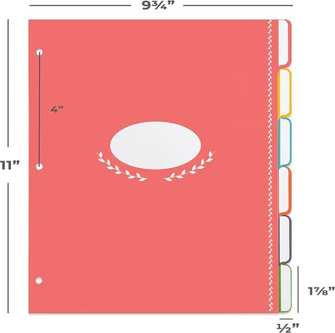 Jot & Mark Blank Recipe Binder Dividers with Tabs - Six Customizable Organizer Dividers for 8.5"x11" 3-Ring Binders (Rainbow) - Blank Recipe Book in Saudi Arabia