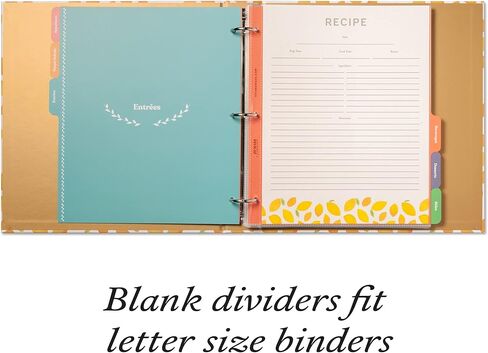 Jot & Mark Blank Recipe Binder Dividers with Tabs - Six Customizable Organizer Dividers for 8.5"x11" 3-Ring Binders (Rainbow) - Blank Recipe Book in Saudi Arabia