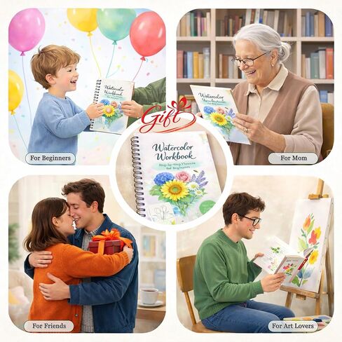 Watercolor Workbook for Beginners, Large 8.5" x 11" with Thick No Bleed Paper, Step by Step Floral Painting Book, Traceable Flower Outlines, Spiral Bound, Easy Watercolor Guide for Adults in Saudi Arabia
