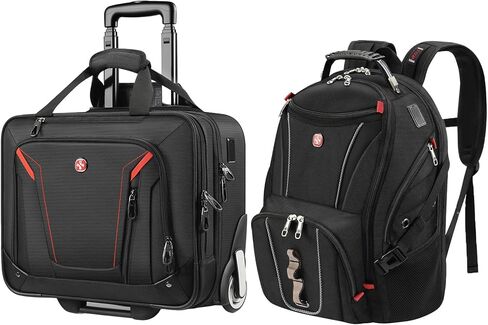 star cloud Rolling Laptop Bag with Wheels & 17 Inch Laptop Backpack Bundle, Business Travel Carry On Set with USB & Type-C Charging Ports in Saudi Arabia