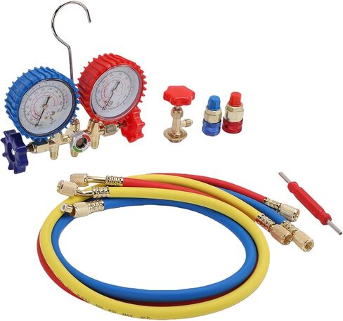 مجموعة مشعب التيار المتردد من GOWENIC أداة تشخيصية متينة مزدوجة HVAC لإصلاح التيار المتردد للسيارات R134a R22 R12 1/4 بوصة SAE in Kuwait