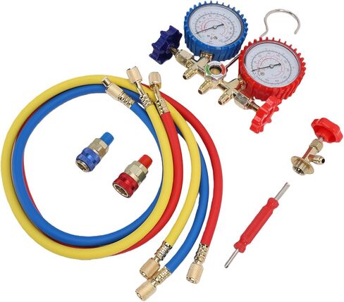 مجموعة مشعب التيار المتردد من GOWENIC أداة تشخيصية متينة مزدوجة HVAC لإصلاح التيار المتردد للسيارات R134a R22 R12 1/4 بوصة SAE in Kuwait