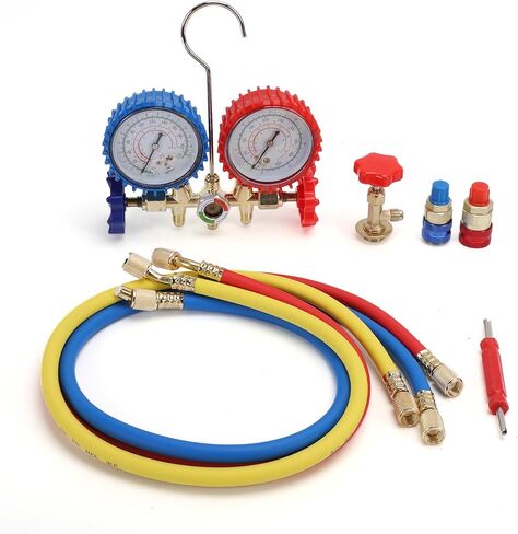 مجموعة مشعب التيار المتردد من GOWENIC أداة تشخيصية متينة مزدوجة HVAC لإصلاح التيار المتردد للسيارات R134a R22 R12 1/4 بوصة SAE in Kuwait