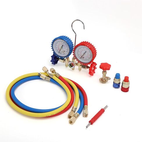 مجموعة مشعب التيار المتردد من GOWENIC أداة تشخيصية متينة مزدوجة HVAC لإصلاح التيار المتردد للسيارات R134a R22 R12 1/4 بوصة SAE in Kuwait