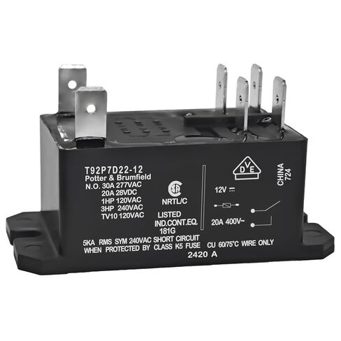 T92P7D22-12 مرحل الطاقة 6-1393211-9-12VDC، 30A للأغراض العامة PCB عالي الطاقة، مرحل تثبيت اللوحة، DPST-NO in Saudi Arabia