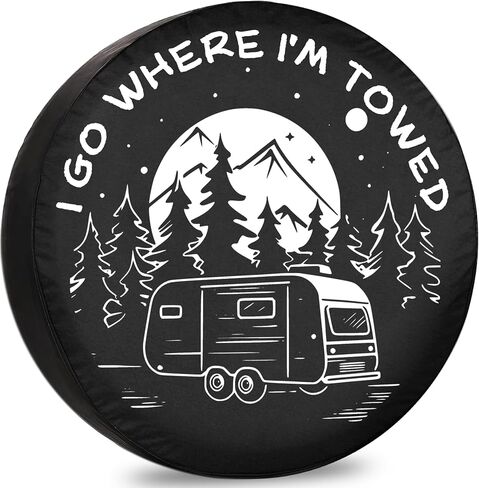 غطاء إطار احتياطي I Go Where I'm Towed Rv للمقطورات المنبثقة وملحقات التخييم المقاومة للطقس 15 بوصة in Kuwait