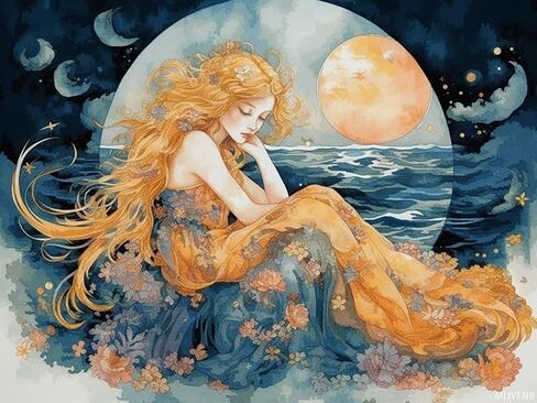 MIJVFNB Moon Fairy Girl 11CT Counted Cross Stitch Kits Color Printed Stamped Cross-Stitch Supplies Needlework Printed Embroidery Kits DIY Kits Needlepoint Starter Kits, 12x16 inch in Kuwait