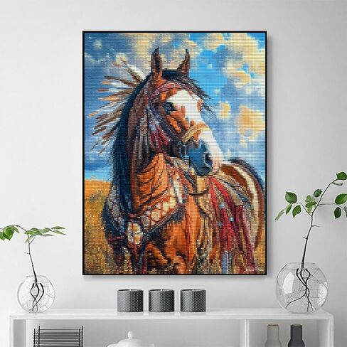 MIJVFNB DIY Horse 11CT Pre-Printed Cross Stitch Kit for Adults and Beginners, Easy Needlepoint Pattern for DIY Home Decor and Crafts, 12x16 inch in Kuwait