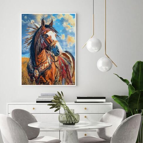 MIJVFNB DIY Horse 11CT Pre-Printed Cross Stitch Kit for Adults and Beginners, Easy Needlepoint Pattern for DIY Home Decor and Crafts, 12x16 inch in Kuwait