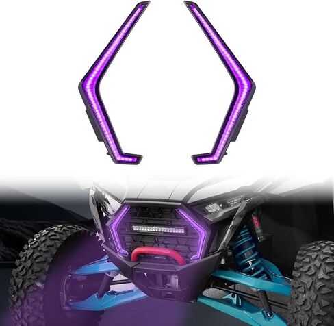 مصابيح شبكية LED لهجة فانغ لملحقات Polaris RZR PRO XP/R/S 2025 2026+، رسوم متحركة لبدء التشغيل مقاومة للماء، مصابيح شواية أمامية باللون الأرجواني DRL (زوج واحد) in Kuwait