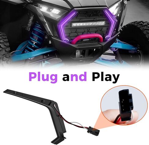 مصابيح شبكية LED لهجة فانغ لملحقات Polaris RZR PRO XP/R/S 2025 2026+، رسوم متحركة لبدء التشغيل مقاومة للماء، مصابيح شواية أمامية باللون الأرجواني DRL (زوج واحد) in Kuwait