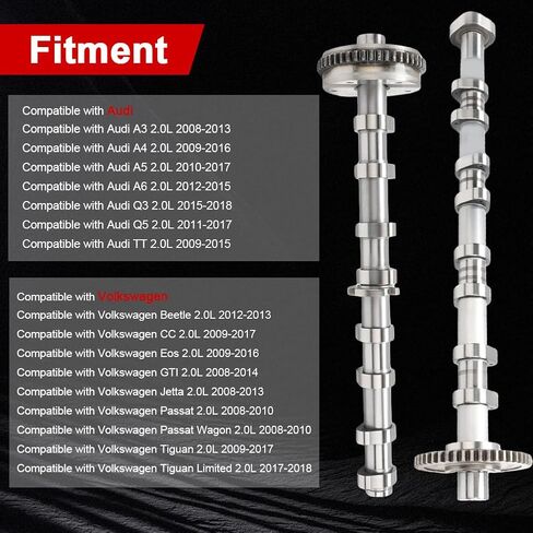 Engine Intake & Exhaust Camshaft Compatible with Audi A4 A3 A5 A6 Q3 Q5 TT Volkswagen Passat Jetta Beetl CC Eos GTI Replacement for 06H109021K 06H109022BB 06H109021G Engine Camshaft in Saudi Arabia