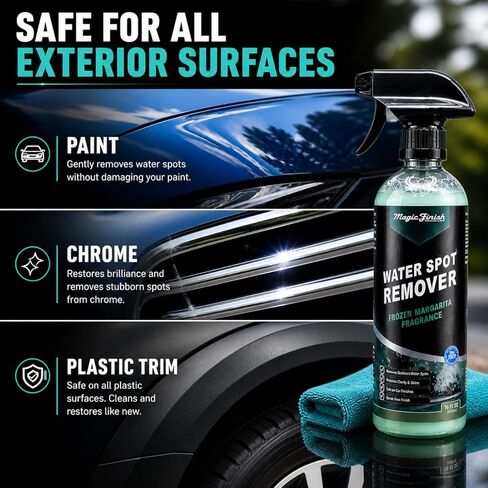Magic Finish Water Spot Remover for Cars – Professional Hard Water Stain & Mineral Deposit Remover for Paint, Chrome & Wheels – Restores Shine & Gloss – Frozen Margarita Scent – 16oz in Saudi Arabia