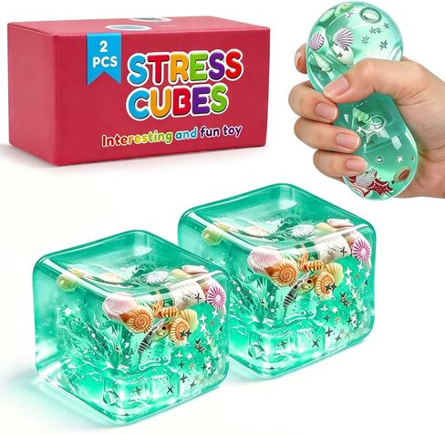 Ice Cube Squishy Stress Toy - Soft Slow Rising Sensory Fidget Toy for Anxiety Relief & Sensory Processing, Realistic Transparent Cooling Squeeze Cube Toys - Desktop Office Decor for Hot Days & Focus in Saudi Arabia
