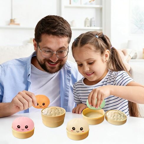 4 Pack Dumpling Squishies, Colorful Dumplings Stress Balls Fidget with Mystery Box Easter Basket Stuffers Stocking Stuffers with Food Steamer Stretchy in Saudi Arabia