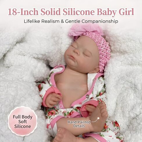 18inch/45cm Timothy Baby Full Body Solid Silicone Baby Girl Dolls,not Vinyl,Realistic Handmade Soft Silicone Reborn Doll Washable in Saudi Arabia