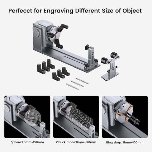 Algolaser 4 in 1 Laser Rotary Roller - Y-axis Rotary Chuck for Laser Engraver,180° Adjustable Jaw Chuck Rotary for Engraving Tumblers, Bottles & Cylindrical Objects Suitable for DIY KIT MK2/Alpha MK2 in Saudi Arabia