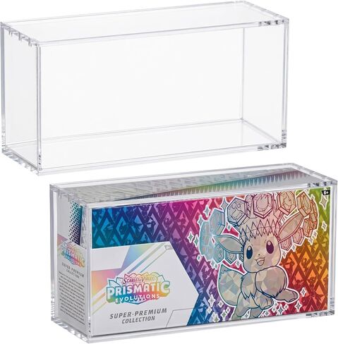 Prismatic Evolutions SPC Acrylic Display Case, 8mm Side and 5mm Front Clear Protector Box with Magnetic Lid, Dust and UV Resistant Storage TCG Showcase, 14.5 x 3.6 x 7.1 in in Saudi Arabia