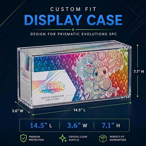 Prismatic Evolutions SPC Acrylic Display Case, 8mm Side and 5mm Front Clear Protector Box with Magnetic Lid, Dust and UV Resistant Storage TCG Showcase, 14.5 x 3.6 x 7.1 in in Saudi Arabia