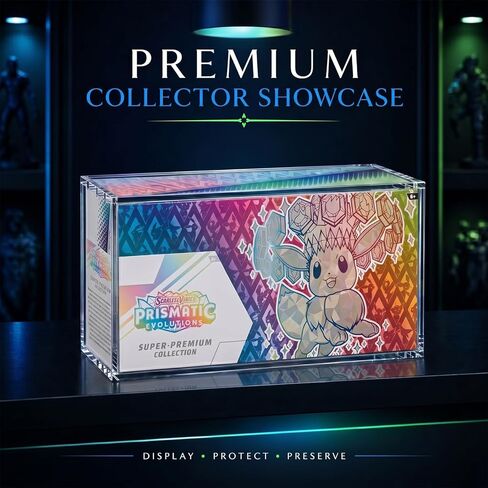 Prismatic Evolutions SPC Acrylic Display Case, 8mm Side and 5mm Front Clear Protector Box with Magnetic Lid, Dust and UV Resistant Storage TCG Showcase, 14.5 x 3.6 x 7.1 in in Saudi Arabia