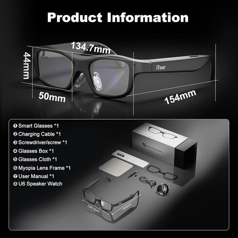 A1 Smart Glasses with Subtitle Display, AI AR Glasses Translation Device 110 Languages, Offline Language Translator Device, Photo & Call Translation for Travel, Business & Meetings in Saudi Arabia