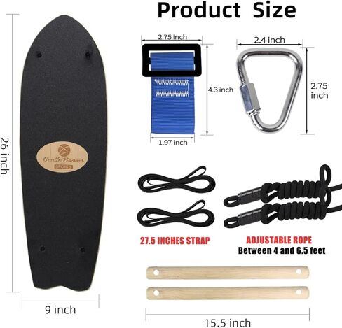 Gentle Booms Sports Skateboard Swing, 29.79.5 Inch Large Stand Up Surf With Adjustable Handle, Up to 660 Pounds Weight Capacity, Outdoor for Kids in Saudi Arabia
