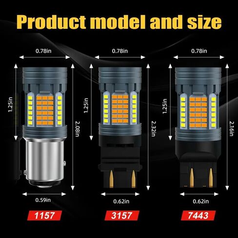 High Bright Automotive LED Bulbs, T20 7443 Dual White Amber Replacement Bulbs with 96 LED Chips for Car Daytime Running Lights (DRL), Turn Signal Lights and Parking Lights in Saudi Arabia