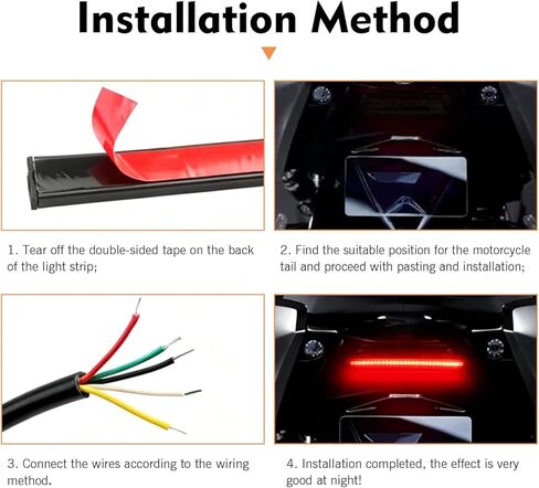 LED Strip Tail Brake Stop Light, Waterproof Motorcycle Tail Light, 8" Flexible LED Lights Strip Turn Signal Lights, Universal for Car Motorcycle Scooter Bike SUV (Amber & Red) in Saudi Arabia