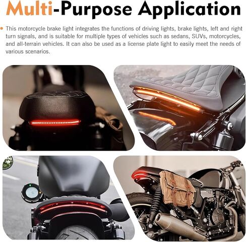 LED Strip Tail Brake Stop Light, Waterproof Motorcycle Tail Light, 8" Flexible LED Lights Strip Turn Signal Lights, Universal for Car Motorcycle Scooter Bike SUV (Amber & Red) in Saudi Arabia