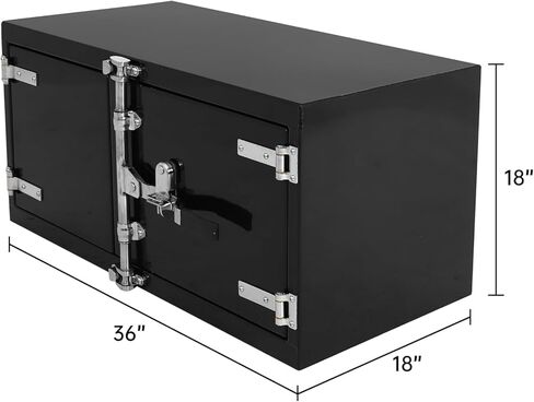 Aluminum Underbody Truck Tool Box With Cam Lock, Double Barn Door Storage Organizer For Flatbed Truck Bed, Black (36"×18"×18") in Saudi Arabia