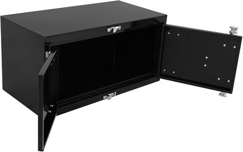 Aluminum Underbody Truck Tool Box With Cam Lock, Double Barn Door Storage Organizer For Flatbed Truck Bed, Black (36"×18"×18") in Saudi Arabia