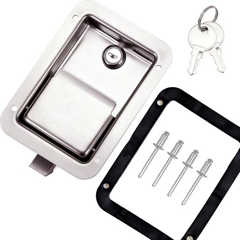 2 Pack Trailer Door Latch & Truck Tool Box Lock Replacement Kit, 304 Stainless Steel Paddle Latch Handle (5.5" x 4.3") for Camper,Caravan, ATV, UTV,Truck Bed Toolbox, with Keys in Saudi Arabia