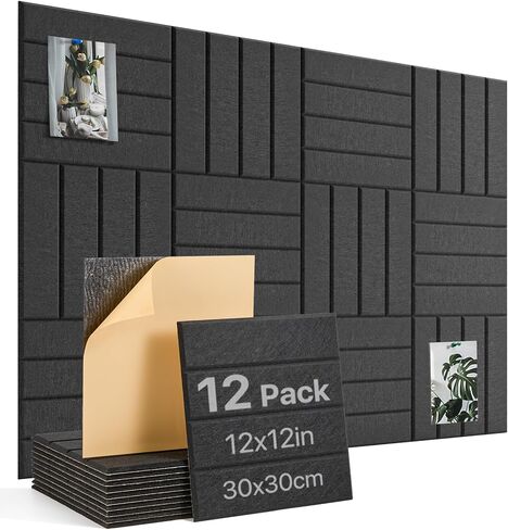 Cork Board 48"x36" Large Felt Bulletin Board with Self Adhesive, Cork Boards for Walls for Office-12 Pack Pin Board Use in Home Classroom Office Wall Decor Black in Saudi Arabia