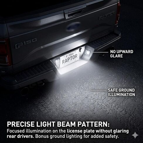 مجموعة مصابيح لوحة الترخيص LED لـ 2015-2023 Ford F150 F-150 Raptor، Super Duty F250 F350 F450، 18SMD 6000K أبيض كامل استبدال مصابيح LED، عدسات دخان، حزمة من 2 in Kuwait