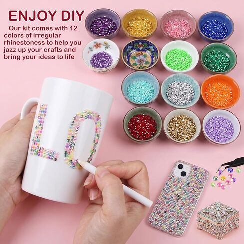 49000Pcs Resin Jelly Rhinestones for Bedazzling, Multicolor 3mm Flatback Gems for Diamond Art, Bedazzler Kit with 4 Pcs 10ml B7000 Jewelry Glue for Nail Art, Crafting, Clothing, Fabric Decor Makeup in Saudi Arabia